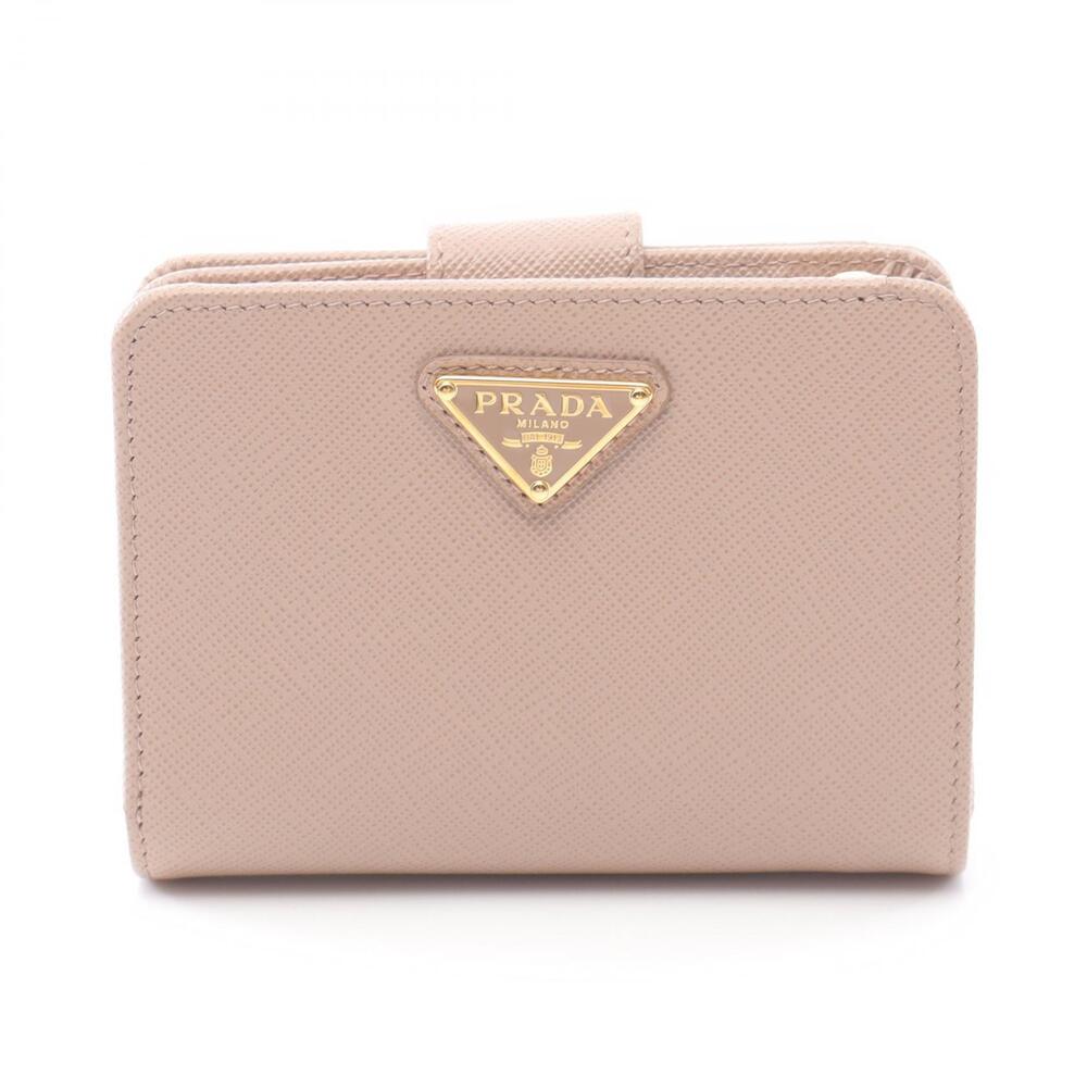 Prada Saffiano Triang Bifold Wallet Leather Pink